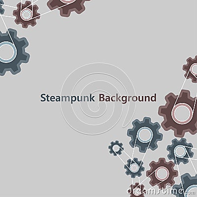 Steampunk background vintage style graphic. Old metal cog gear texture machine symbol vector. Retro frame design decoration engine Vector Illustration