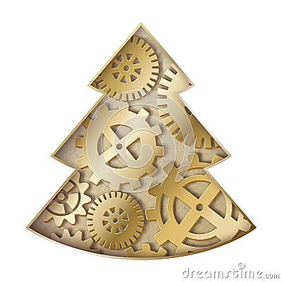 Steampunk christmas tree. Vector Illustration