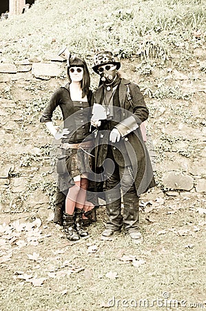 Steampunk couple at Lucca Comics and Games 2014 Editorial Stock Photo