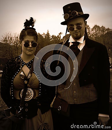 Steampunk Couple Editorial Stock Photo