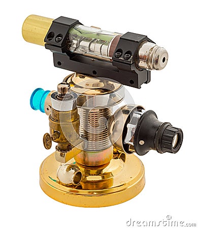 Steampunk telescope. Steel and bronze parts. Stock Photo