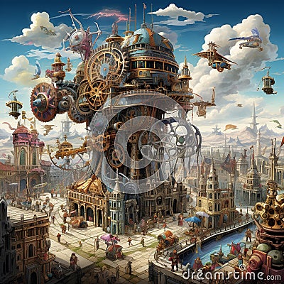 Steampunk Dreams: Enter a world of gears and gadgets with a puzzle featuring a steampunk-inspired scene Stock Photo