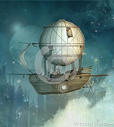 Steampunk fantasy vessel Stock Photo