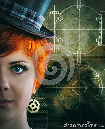 Steampunk girl Stock Photo