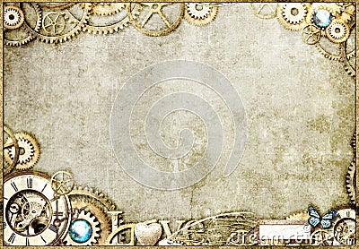 Steampunk Gold Desktop Stock Photo