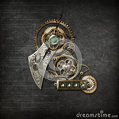 Steampunk on Grey Stock Photo