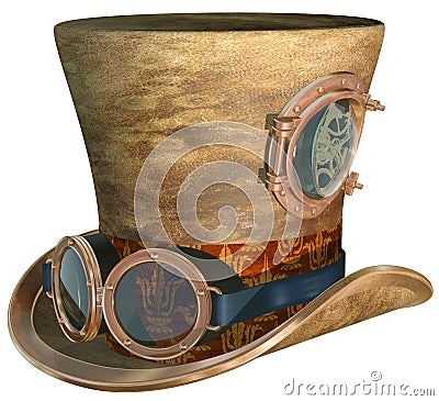 Steampunk Hat and Goggles Cartoon Illustration