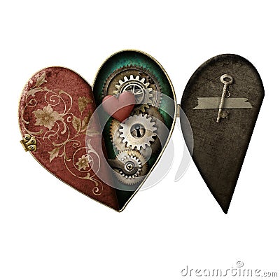 Steampunk Heart Locket isolated Stock Photo