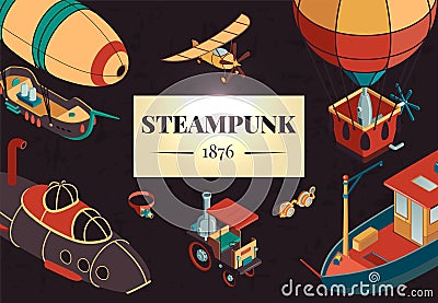 Steampunk Horizontal Illustration Vector Illustration