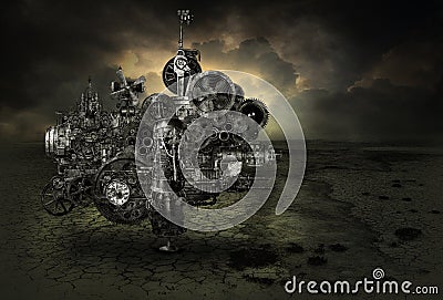 Steampunk Industrial Factory Machine Background Stock Photo