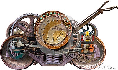 Steampunk Industrial Time Machine Isolated Stock Photo