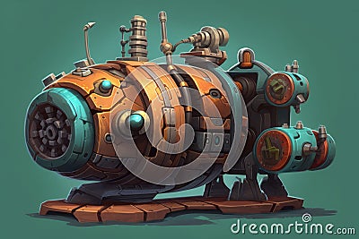 Steampunk machine. Generate Ai Stock Photo