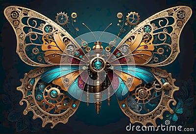 Steampunk Mechanical Butterfly Stock Photo