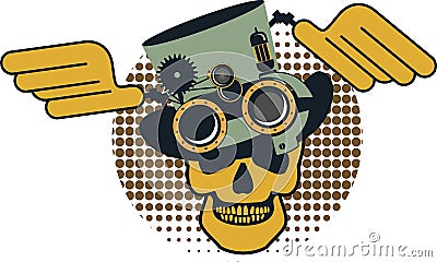 Steampunk mechanism skull Vector Illustration