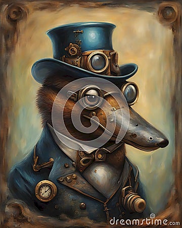 Steampunk Platypus Portrait Stock Photo