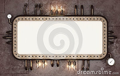 Steampunk signboard. Retro futuristic display Stock Photo