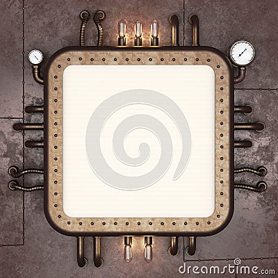 Steampunk signboard. Retro futuristic display Stock Photo