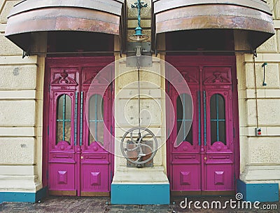 Steampunk style doors. Door theme Stock Photo