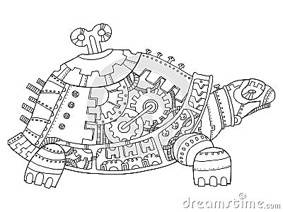 Steampunk style turtle coloring book vector Vector Illustration
