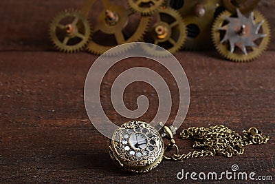 Steampunk style watch with gears Stock Photo