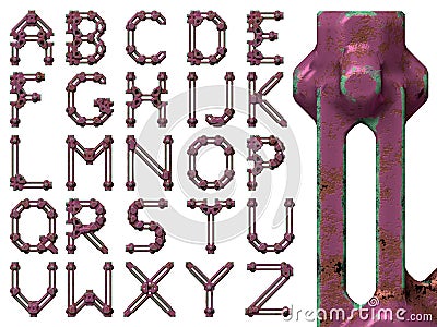 Steampunk styled tarnished alphabet Stock Photo