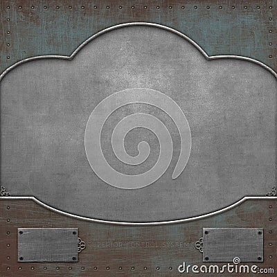 Steampunk frame on blue rusty background Stock Photo