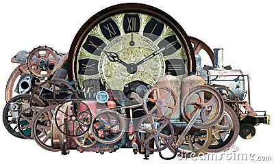 Steampunk Time Machine Technology Isolated Stock Photo