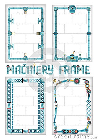 Steampunk vertical frame Vector Illustration