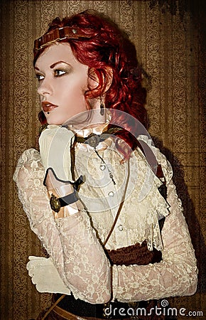 Steampunk Victorian Girl Stock Photo