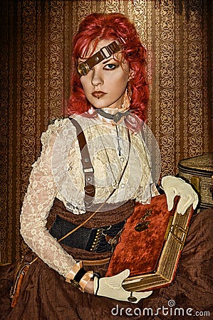 Steampunk Victorian Girl Stock Photo