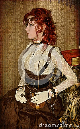 Steampunk Victorian Girl Stock Photo