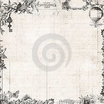 Steampunk Vintage floral scrapbook frame Stock Photo