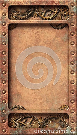 Steampunk vintage looking vertical background frame Stock Photo