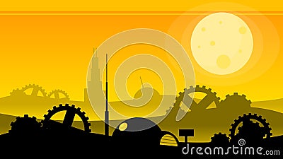 Steampunk Wasteland Video Game Background Vector Illustration