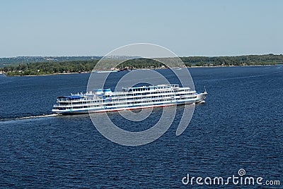 By a steamship across Volga Stock Photo