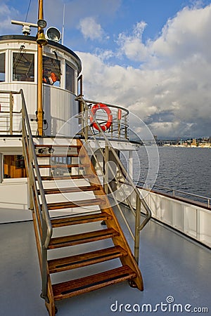 Steamship pilot house and deck Stock Photo