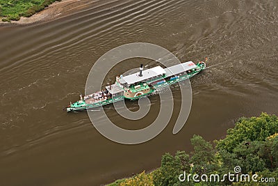 The steamship on river Stock Photo