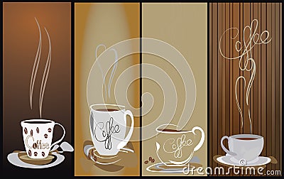 4 Steamy coffee cup background Stock Photo