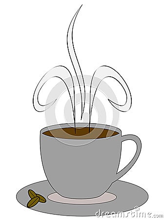 Steamy coffee on white Vector Illustration