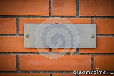 Steel or aluminum company name plate Stock Photo