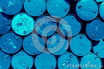 Steel barrel tank or oil fuel toxic chemical barrels Stock Photo