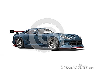 Steel blue fast race sportscar - beauty shot Stock Photo