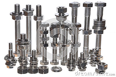 Steel bolt kit Stock Photo