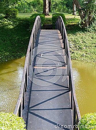 Steel bridge for cross water. Stock Photo