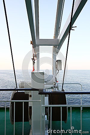 Steel cable on cruise Stock Photo