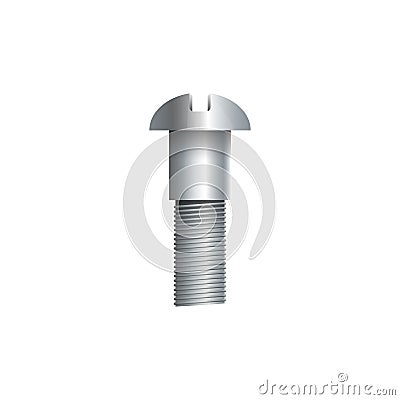 Steel carriage bolt isolated on white Vector Illustration