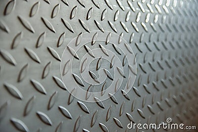 Steel Checkerplate Metal Sheet of Factory Flooring, Anti Skid Platform Floor for Engineering Materials. Metallic Sheet Surface Stock Photo