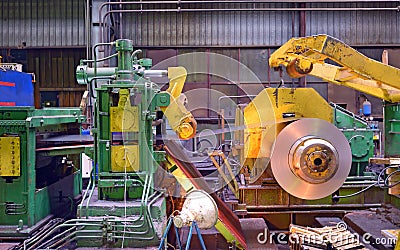 Steel coil processing machine Stock Photo