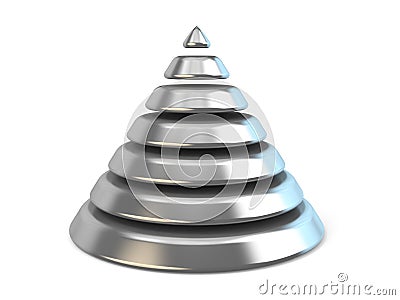 Steel cone with seven levels. 3D Cartoon Illustration