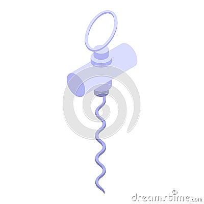 Steel corkscrew icon, isometric style Vector Illustration